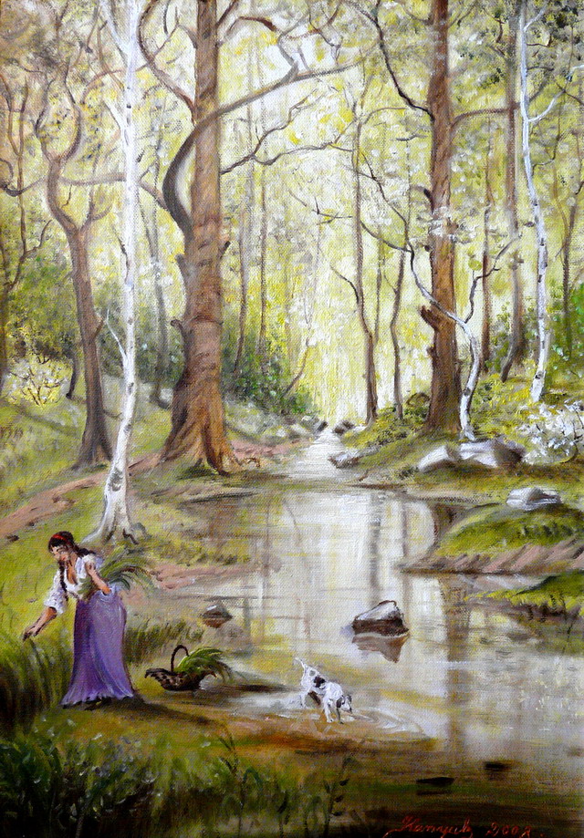 Žena so psom (36x50) PRESUNUTÉ do ponuky 2009