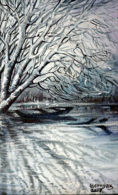 V zime pri rieke (30 x 50) PREDANÉ