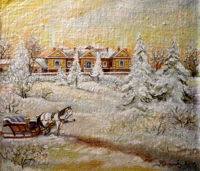 Svodovský kaštiel v zime (59x50) PREDANÉ